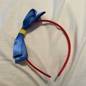 Snow White costume headband red band with blue and yellow bow, Halloween costume